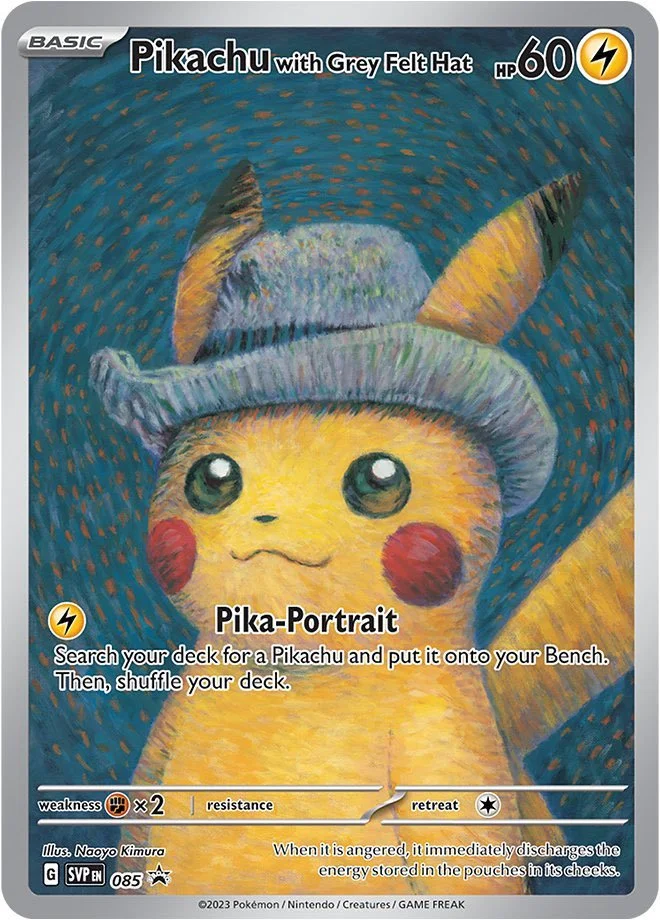 compartilhei networks pokemon tcg card pikachu com chapeu de feltro van gogh museu