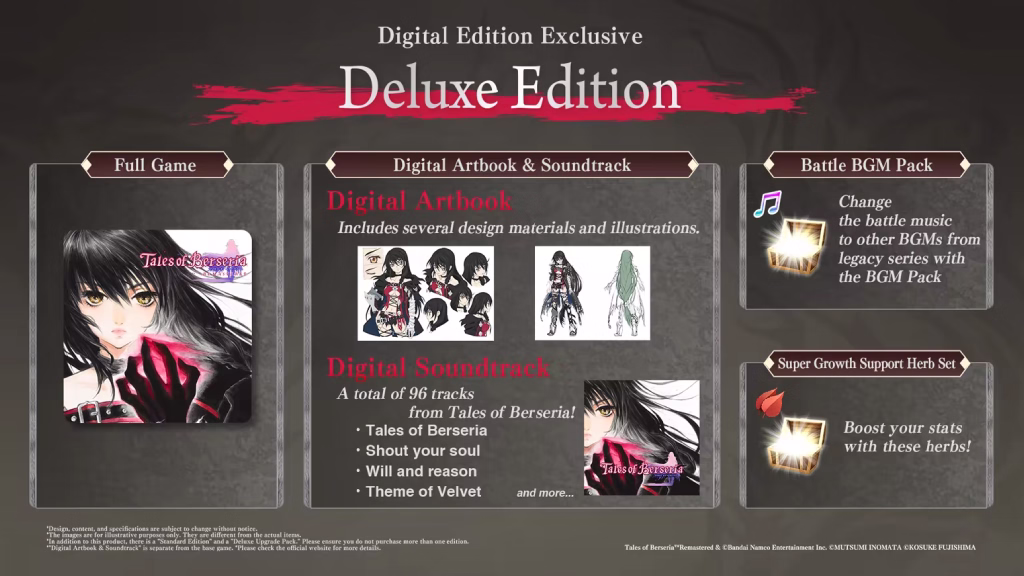 Descritivo os conteúdos extras da versão Deluxe de Tales of Berseria Remastered