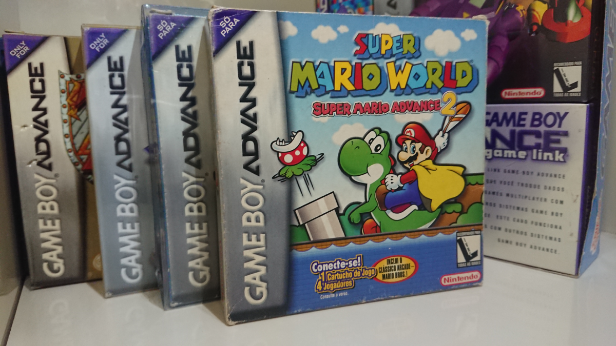 Caixa do Cartucho Brasileiro do Super Mario World - Super Mario Advance 2 - Gameboy Advance - Playtronic - Brasil